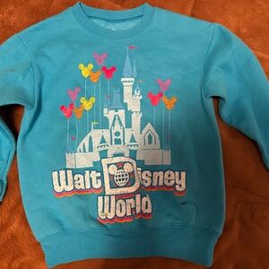 Disney World Blue Sweatshirt with Castle and Balloons